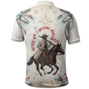 Bass Reeves Christmas Polo Shirt Old West Deputy Lawman Pine Branch Winter Holiday