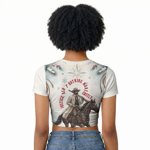Bass Reeves Christmas Raglan Cropped T shirt Old West Deputy Lawman Pine Branch Winter Holiday