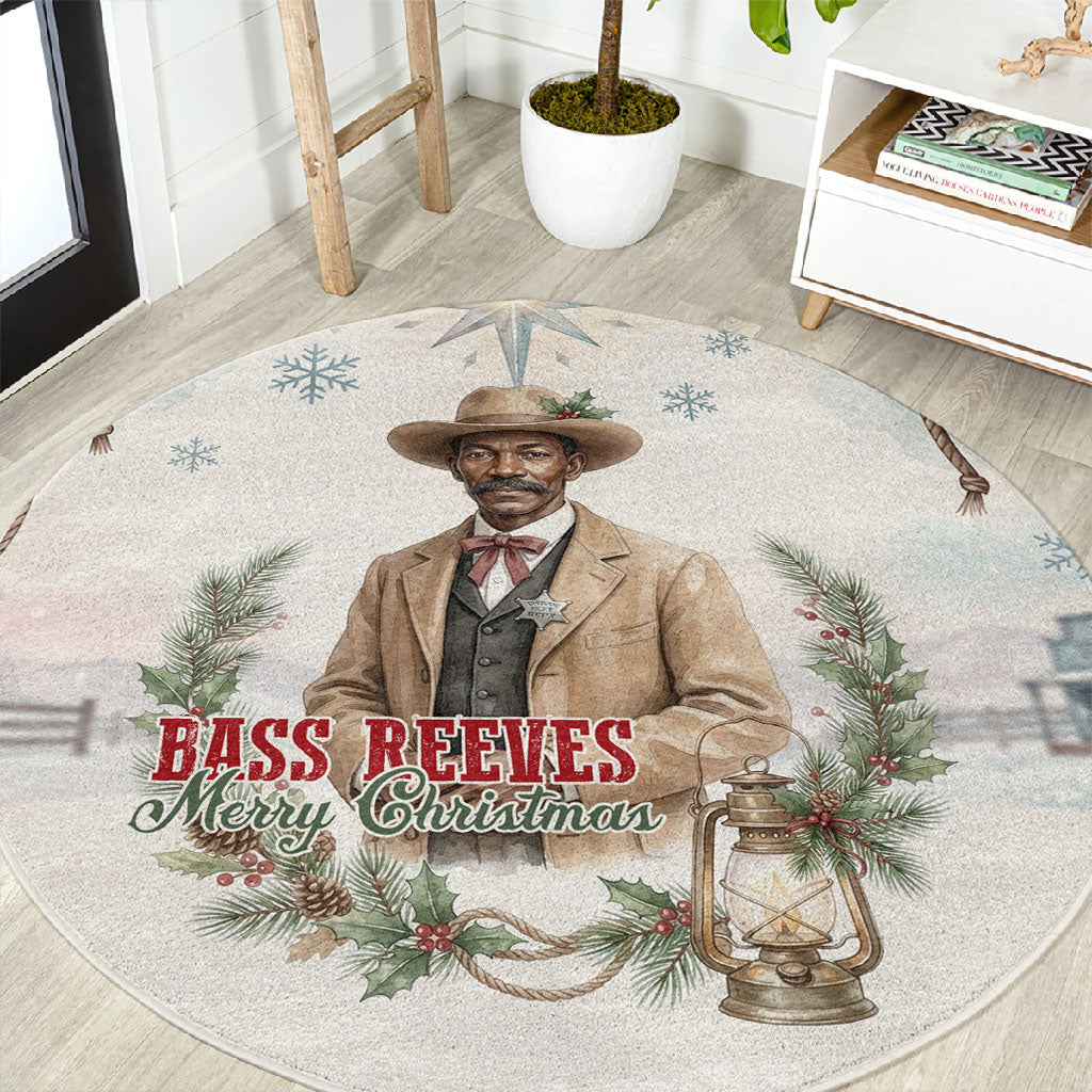 Bass Reeves Christmas Round Carpet Old West Deputy Lawman Pine Branch Winter Holiday