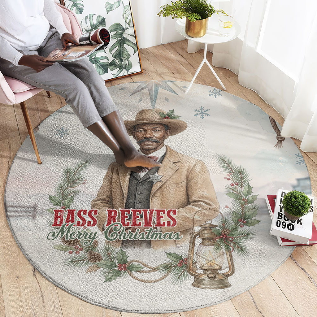 Bass Reeves Christmas Round Carpet Old West Deputy Lawman Pine Branch Winter Holiday