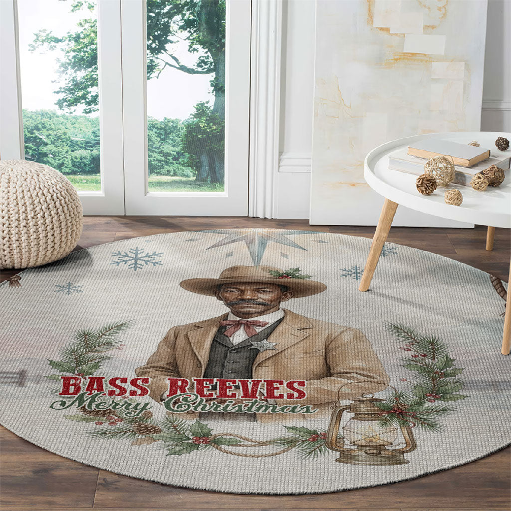 Bass Reeves Christmas Round Carpet Old West Deputy Lawman Pine Branch Winter Holiday