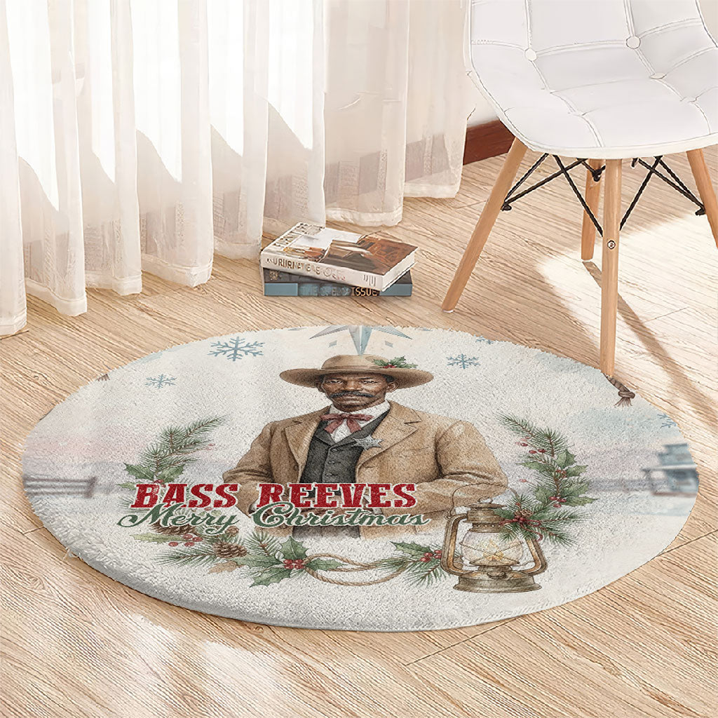 Bass Reeves Christmas Round Carpet Old West Deputy Lawman Pine Branch Winter Holiday