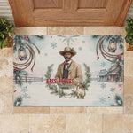 Bass Reeves Christmas Rubber Doormat Old West Deputy Lawman Pine Branch Winter Holiday