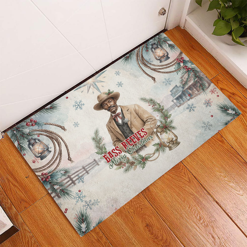 Bass Reeves Christmas Rubber Doormat Old West Deputy Lawman Pine Branch Winter Holiday