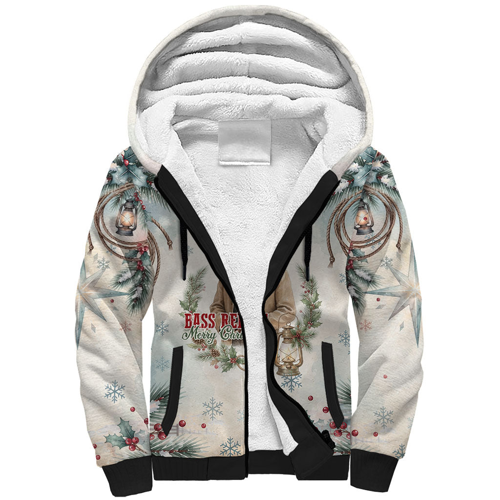 Bass Reeves Christmas Sherpa Hoodie Old West Deputy Lawman Pine Branch Winter Holiday