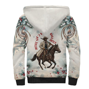 Bass Reeves Christmas Sherpa Hoodie Old West Deputy Lawman Pine Branch Winter Holiday