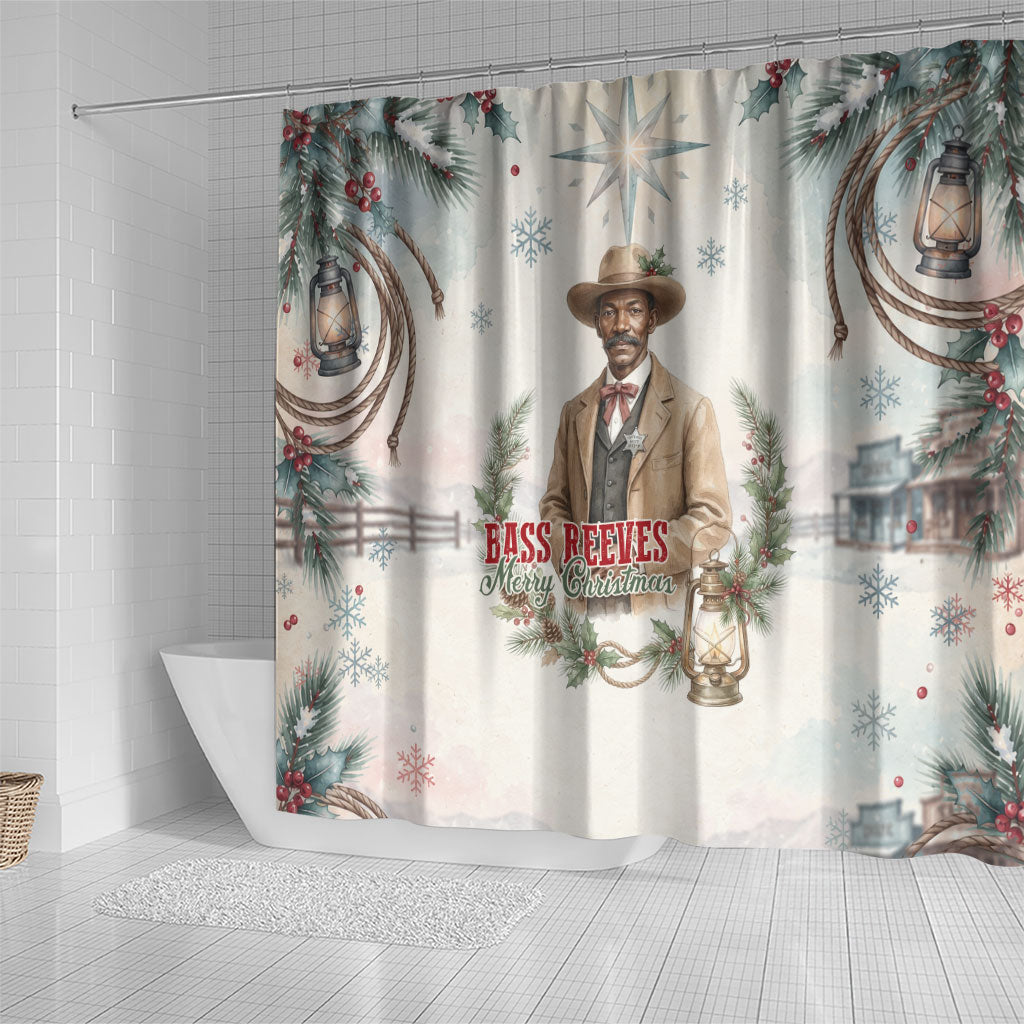 Bass Reeves Christmas Shower Curtain Old West Deputy Lawman Pine Branch Winter Holiday