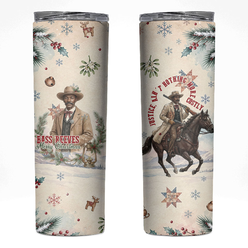 Bass Reeves Christmas Skinny Tumbler Old West Deputy Lawman Pine Branch Winter Holiday
