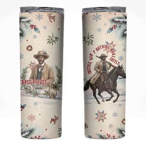 Bass Reeves Christmas Skinny Tumbler Old West Deputy Lawman Pine Branch Winter Holiday