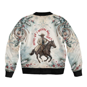 Bass Reeves Christmas Sleeve Zip Bomber Jacket Old West Deputy Lawman Pine Branch Winter Holiday