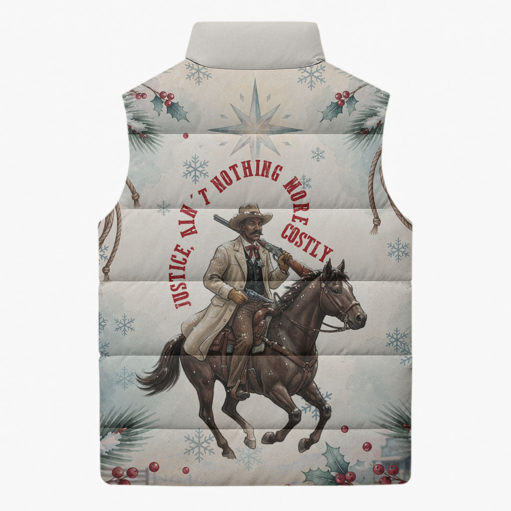 Bass Reeves Christmas Sleeveless Puffer Jacket Old West Deputy Lawman Pine Branch Winter Holiday