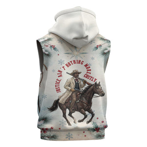 Bass Reeves Christmas Sleeveless Zip Hoodie Old West Deputy Lawman Pine Branch Winter Holiday