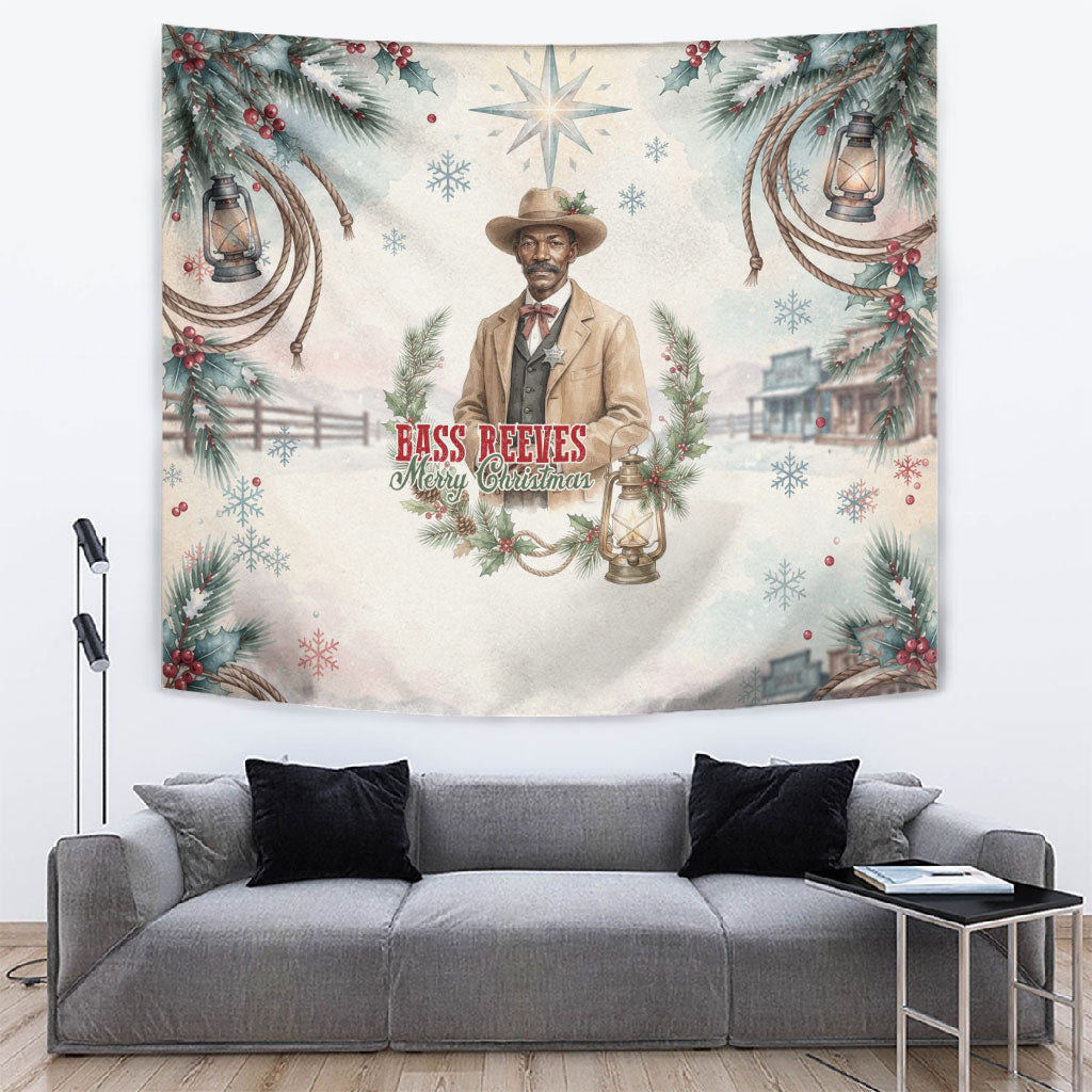 Bass Reeves Christmas Tapestry Old West Deputy Lawman Pine Branch Winter Holiday