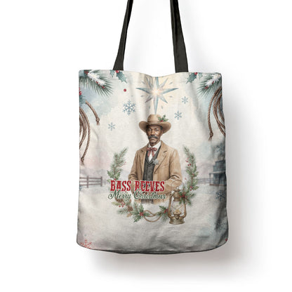 Bass Reeves Christmas Tote Bag Old West Deputy Lawman Pine Branch Winter Holiday
