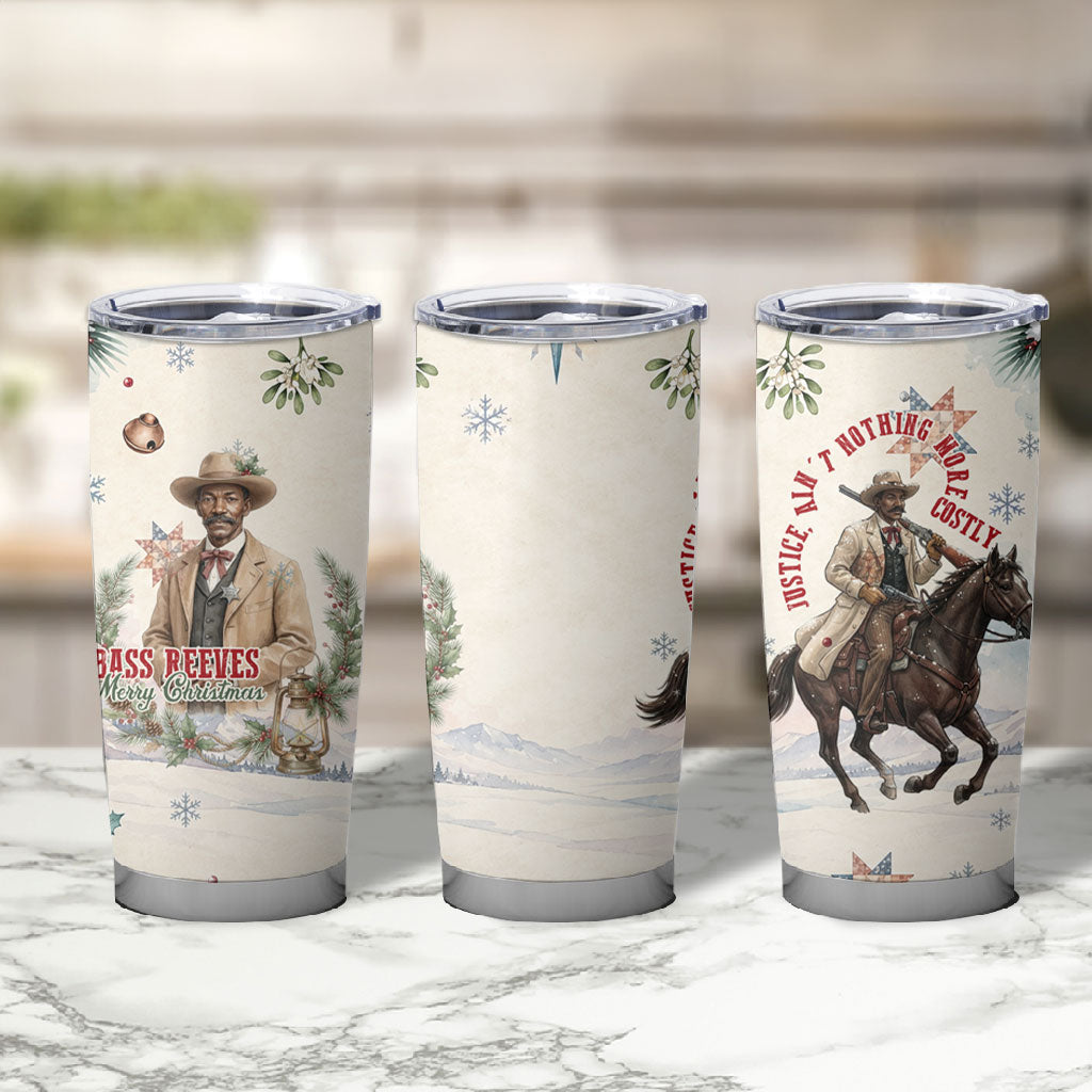 Bass Reeves Christmas Tumbler Cup Old West Deputy Lawman Pine Branch Winter Holiday