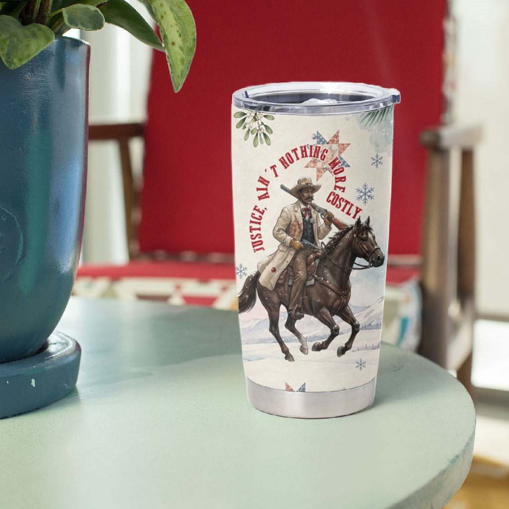 Bass Reeves Christmas Tumbler Cup Old West Deputy Lawman Pine Branch Winter Holiday