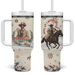 Bass Reeves Christmas Tumbler With Handle Old West Deputy Lawman Pine Branch Winter Holiday