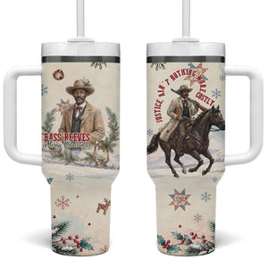 Bass Reeves Christmas Tumbler With Handle Old West Deputy Lawman Pine Branch Winter Holiday