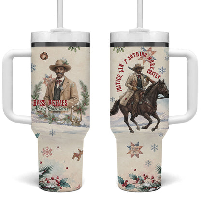 Bass Reeves Christmas Tumbler With Handle Old West Deputy Lawman Pine Branch Winter Holiday
