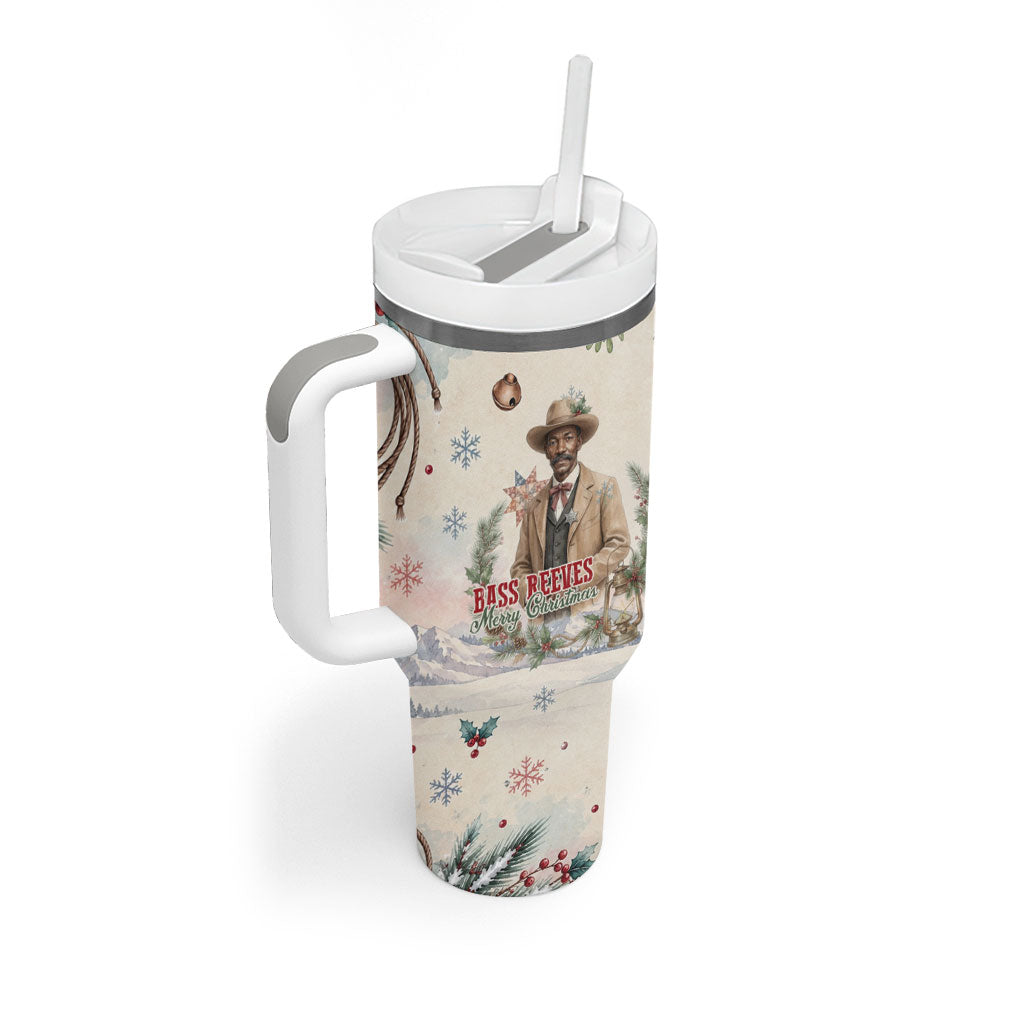 Bass Reeves Christmas Tumbler With Handle Old West Deputy Lawman Pine Branch Winter Holiday