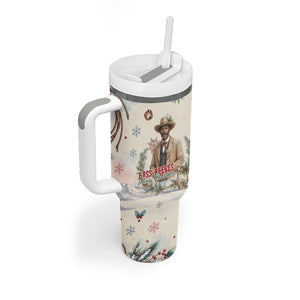 Bass Reeves Christmas Tumbler With Handle Old West Deputy Lawman Pine Branch Winter Holiday