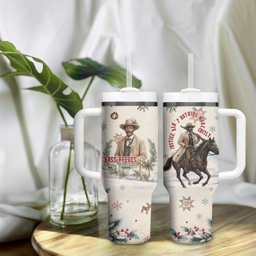 Bass Reeves Christmas Tumbler With Handle Old West Deputy Lawman Pine Branch Winter Holiday