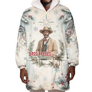 Bass Reeves Christmas Wearable Blanket Hoodie Old West Deputy Lawman Pine Branch Winter Holiday