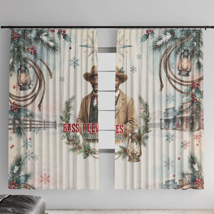 Bass Reeves Christmas Window Curtain Old West Deputy Lawman Pine Branch Winter Holiday