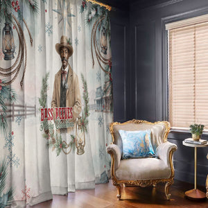 Bass Reeves Christmas Window Curtain Old West Deputy Lawman Pine Branch Winter Holiday