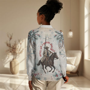 Bass Reeves Christmas Women Casual Shirt Old West Deputy Lawman Pine Branch Winter Holiday