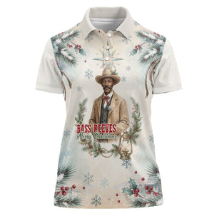 Bass Reeves Christmas Women Polo Shirt Old West Deputy Lawman Pine Branch Winter Holiday