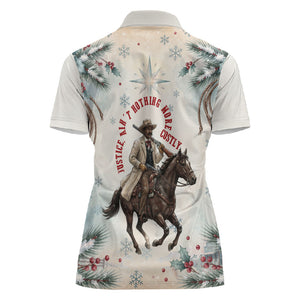 Bass Reeves Christmas Women Polo Shirt Old West Deputy Lawman Pine Branch Winter Holiday
