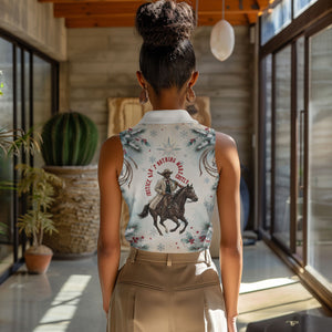 Bass Reeves Christmas Women Sleeveless Polo Shirt Old West Deputy Lawman Pine Branch Winter Holiday
