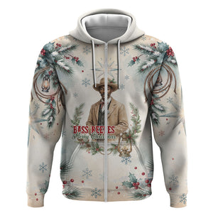 Bass Reeves Christmas Zip Hoodie Old West Deputy Lawman Pine Branch Winter Holiday
