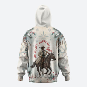 Bass Reeves Christmas Zip Hoodie Old West Deputy Lawman Pine Branch Winter Holiday