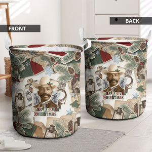 Bass Reeves Christmas Laundry Basket Old West Marshal Frontier Collage Vintage