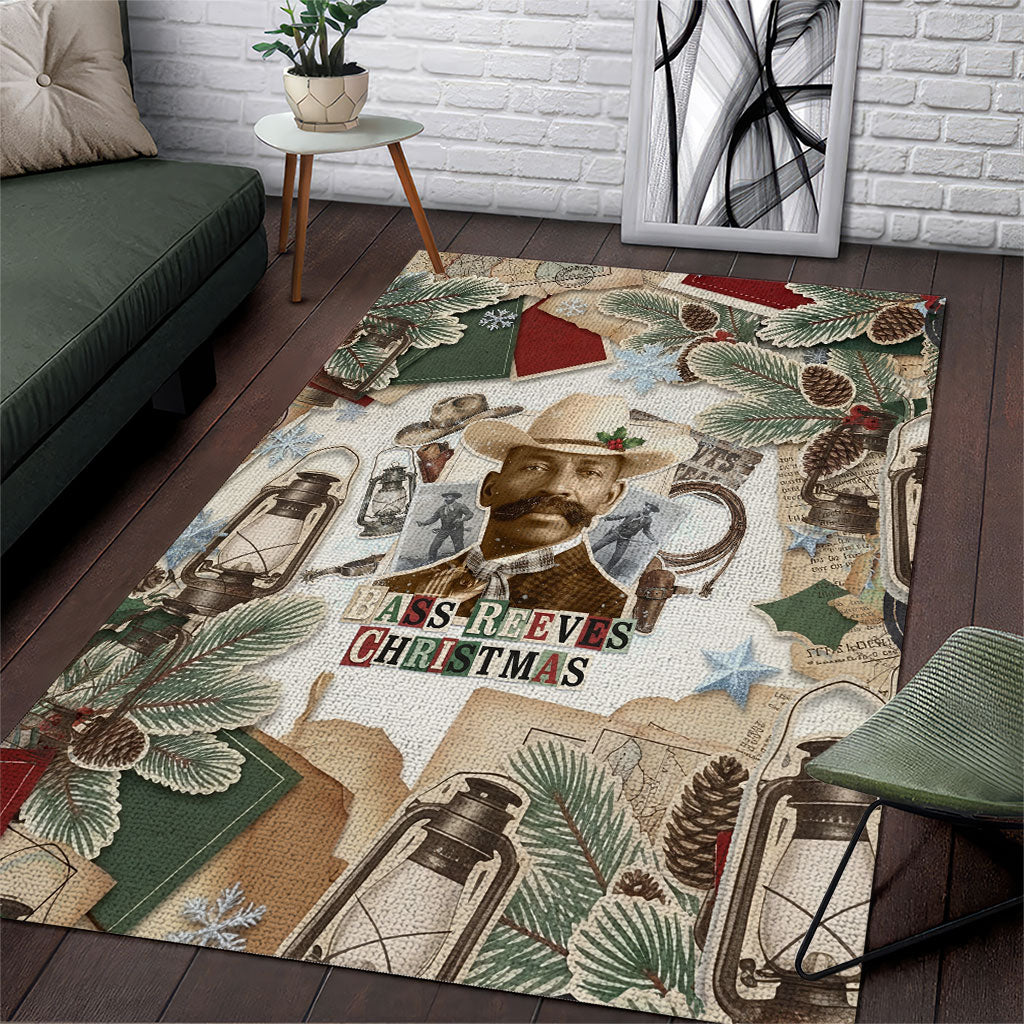 Bass Reeves Christmas Area Rug Old West Marshal Frontier Collage Vintage