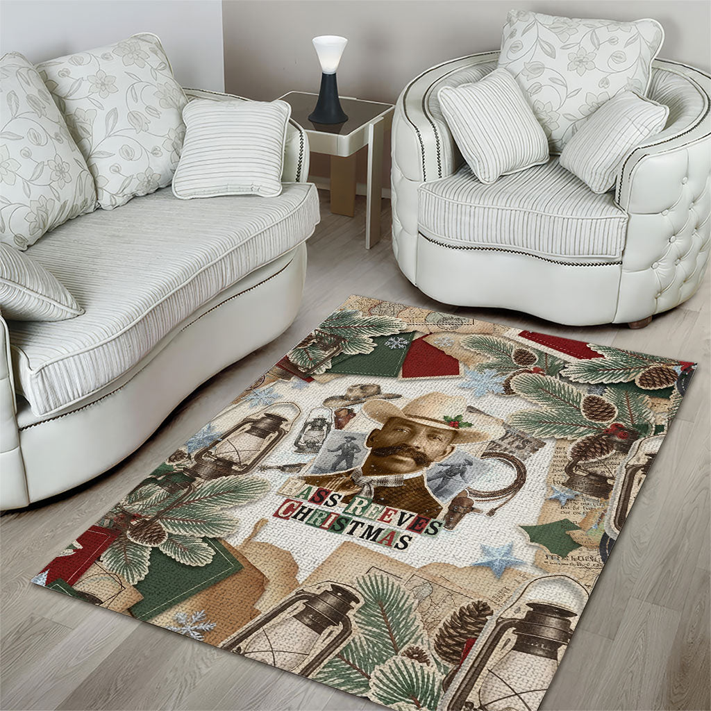 Bass Reeves Christmas Area Rug Old West Marshal Frontier Collage Vintage