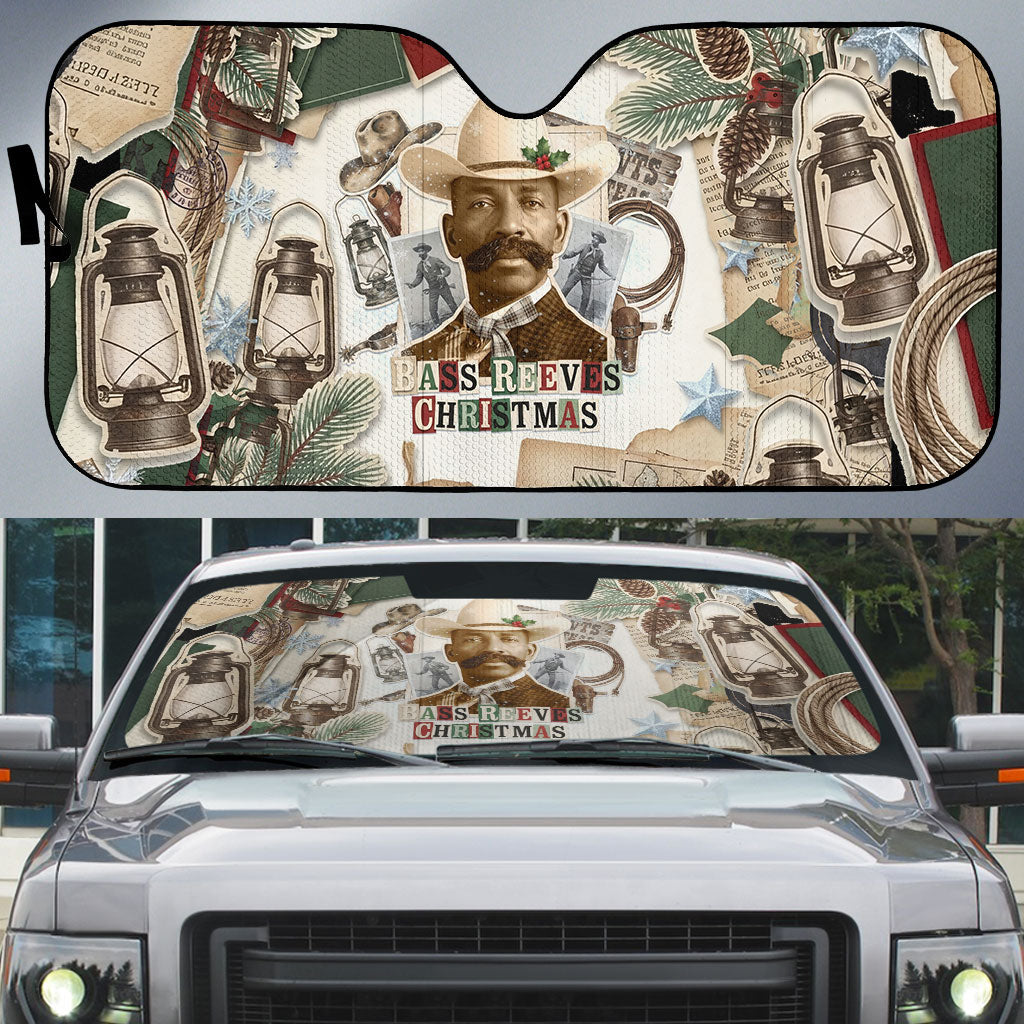 Bass Reeves Christmas Auto Sun Shade Old West Marshal Frontier Collage Vintage