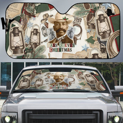 Bass Reeves Christmas Auto Sun Shade Old West Marshal Frontier Collage Vintage