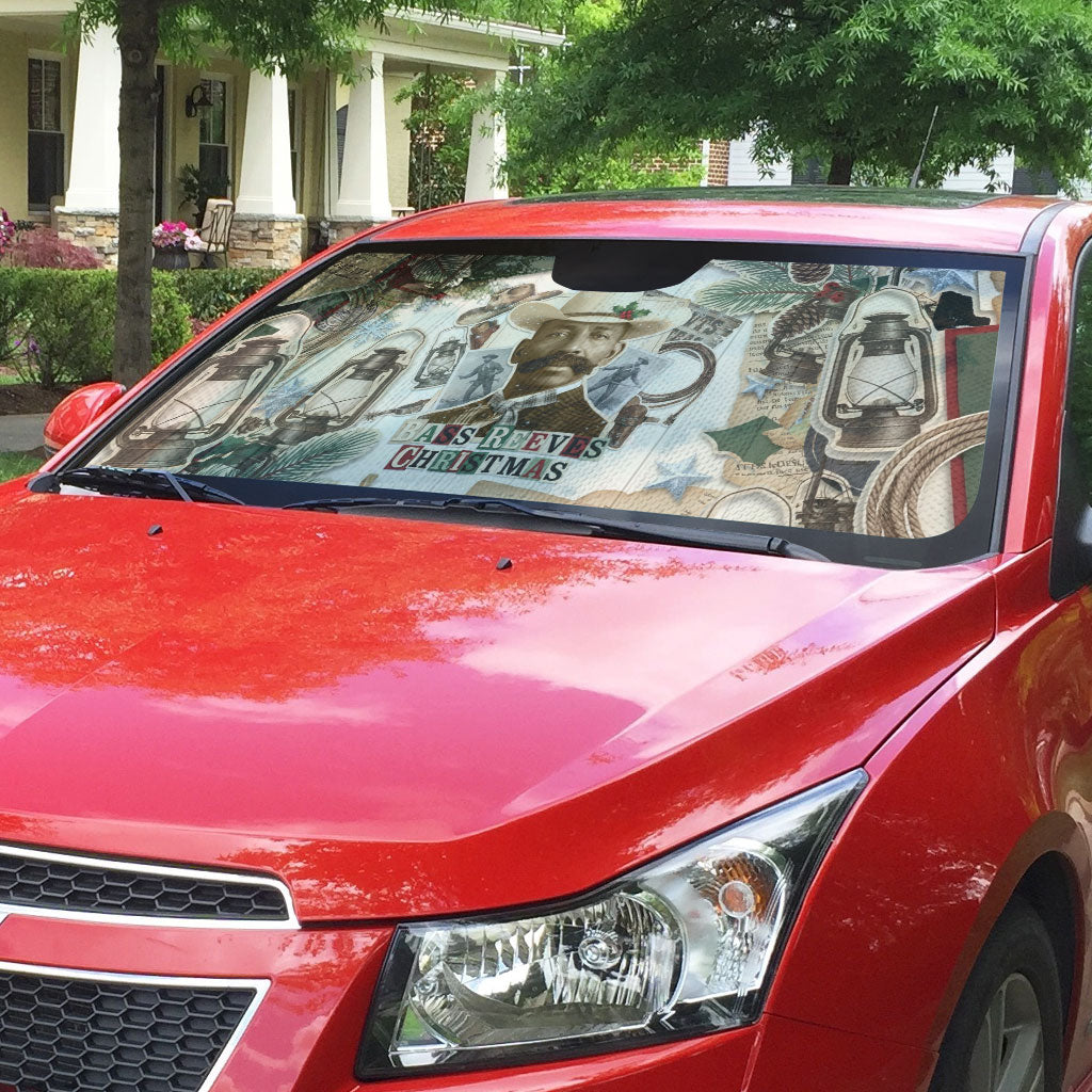 Bass Reeves Christmas Auto Sun Shade Old West Marshal Frontier Collage Vintage