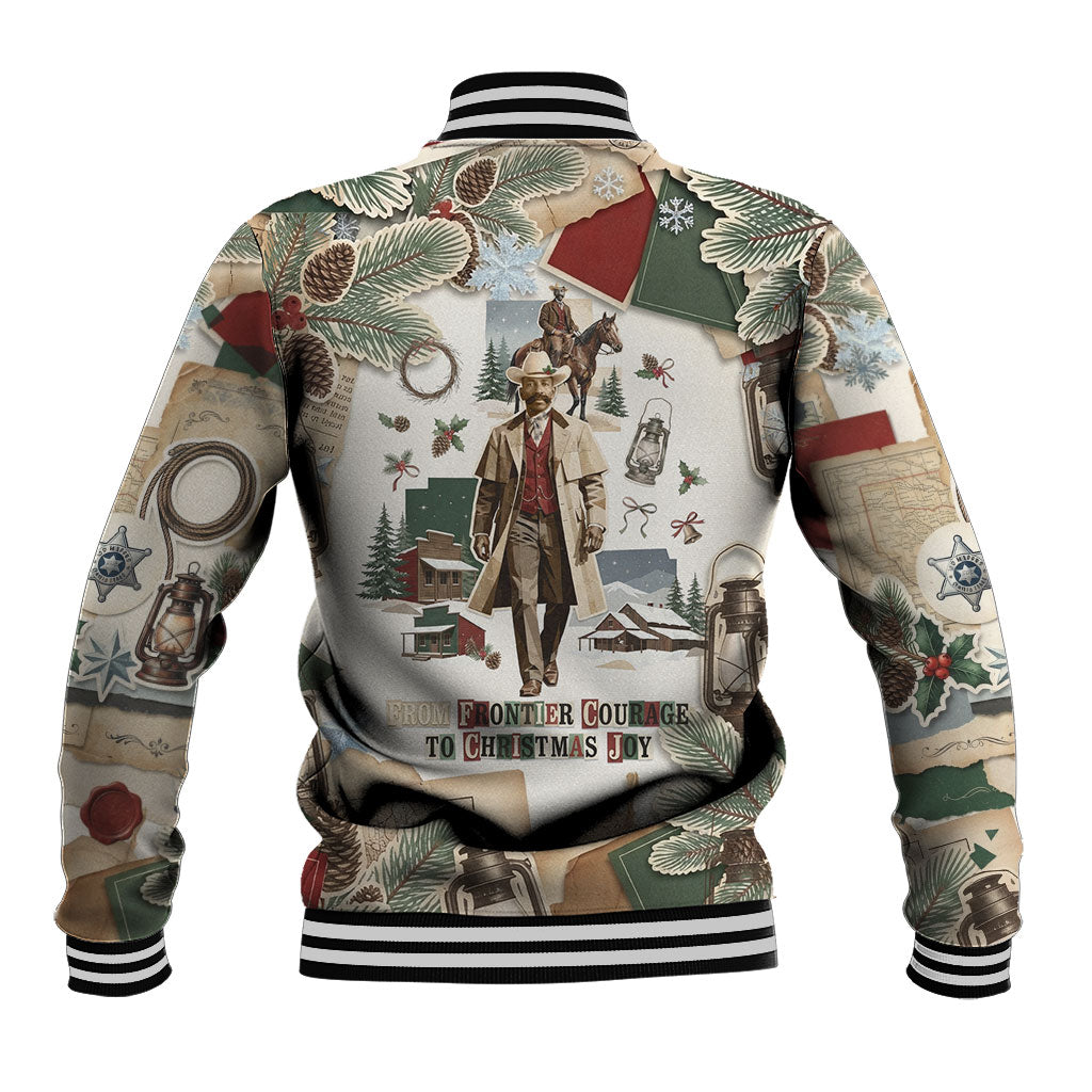 Bass Reeves Christmas Baseball Jacket Old West Marshal Frontier Collage Vintage