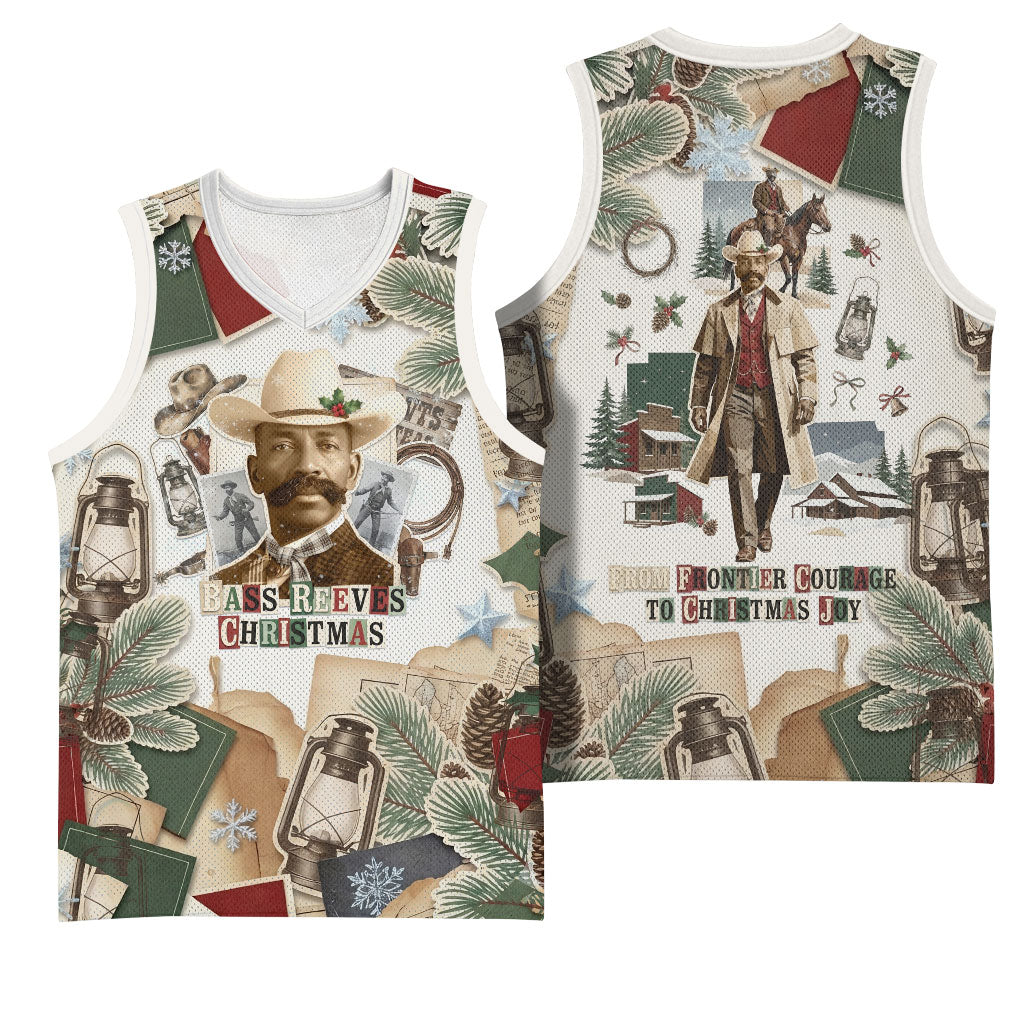 Bass Reeves Christmas Basketball Jersey Old West Marshal Frontier Collage Vintage