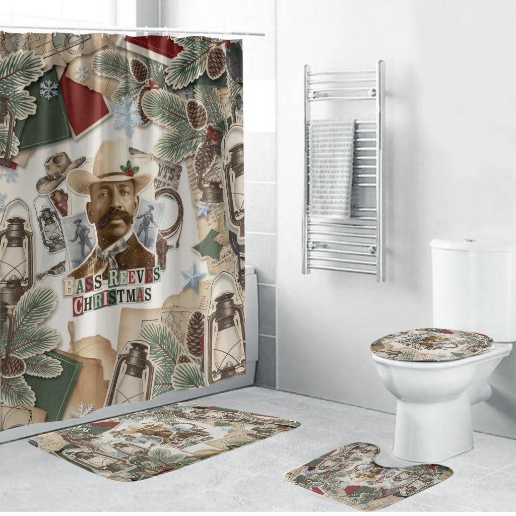Bass Reeves Christmas Bathroom Set Old West Marshal Frontier Collage Vintage