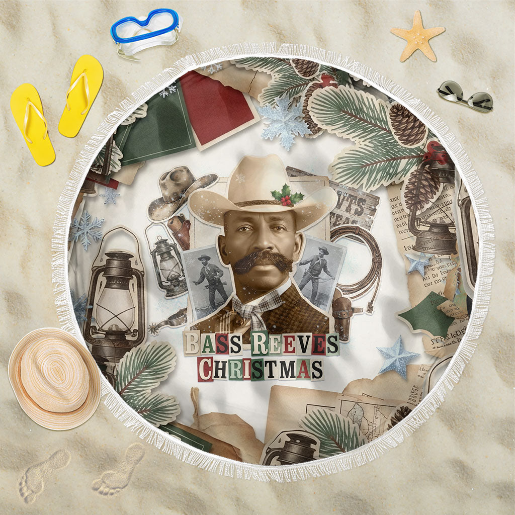 Bass Reeves Christmas Beach Blanket Old West Marshal Frontier Collage Vintage