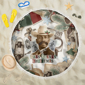 Bass Reeves Christmas Beach Blanket Old West Marshal Frontier Collage Vintage