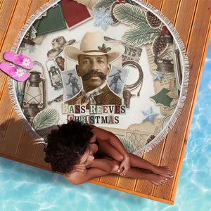 Bass Reeves Christmas Beach Blanket Old West Marshal Frontier Collage Vintage