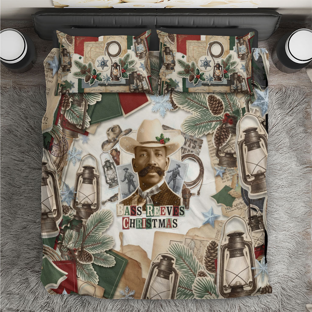 Bass Reeves Christmas Bedding Set Old West Marshal Frontier Collage Vintage