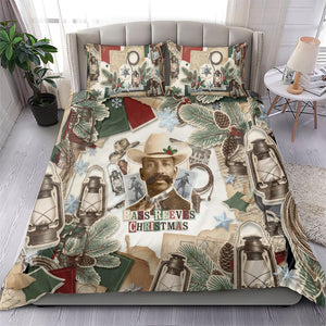 Bass Reeves Christmas Bedding Set Old West Marshal Frontier Collage Vintage