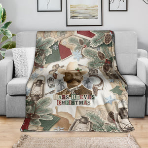 Bass Reeves Christmas Blanket Old West Marshal Frontier Collage Vintage
